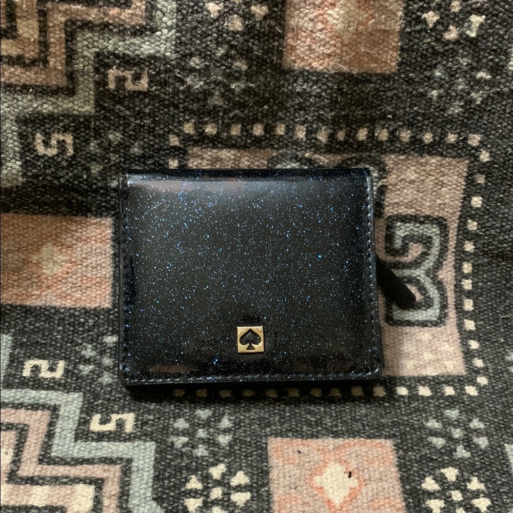 Kate Spade Black Sparkle Wallet with Gold Accent